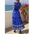 thumbnail image 6 of PRETTYGARDEN Womens Summer Boho Maxi Dress Trendy Short Sleeve V Neck Flowy Beach Floral Dresses with Pockets, 6 of 8
