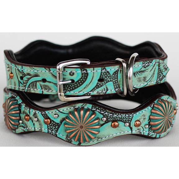 Large 21''- 25'' Dog Puppy Collar Genuine Cow Leather Padded Canine  60111Co215