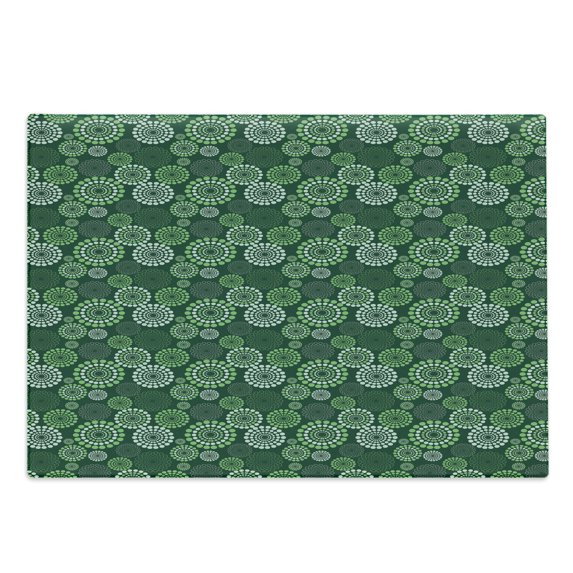 Abstract Cutting Board, Dotted Pattern with Green Tones Geometric Illustration Modern Art, Decorative Tempered Glass Cutting and Serving Board, Large Size, Apple Green Pale Green, by Ambesonne