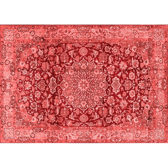 Ahgly Company Indoor Rectangle Medallion Red Traditional Area Rugs, 7' x 9'