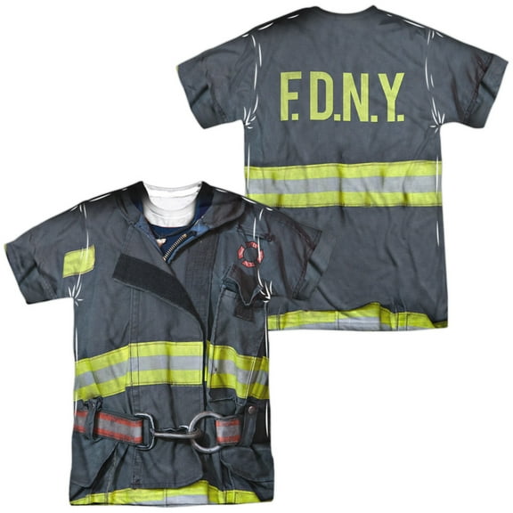 New York City FDNY Uniform Unisex Adult Sublimated Costume T Shirt (Front/Back), X-Large Multicolor