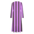 thumbnail image 4 of QUINDOS Dresses for Women Long Sleeve Casual A-Line Crew Neck Sun Dresses Summer Pockets Striped Pleated Long Midi Dresses for Women, 4 of 4