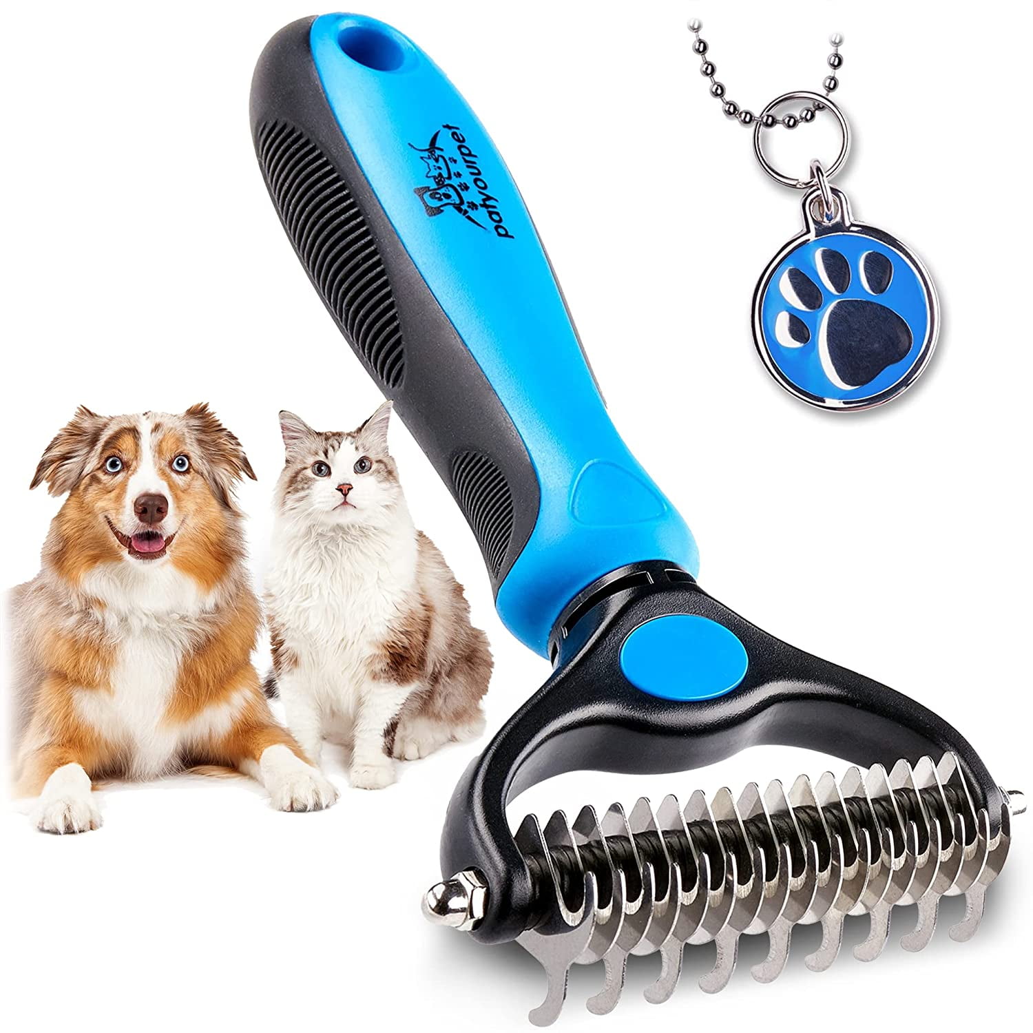 Pat Your Pet Deshedding Brush - Double-Sided Undercoat Rake for Dogs ...