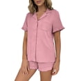 thumbnail image 7 of yillto Pajamas Set for Women Short Sleeve Sleepwear Button down Pjs Soft 2 Piece Shorts Lounge Sets, 7 of 7