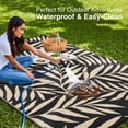 thumbnail image 3 of Smiry Outdoor Rugs 5x8, Waterproof Plastic Straw Indoor Outdoor Mat for Patio, RV Camping, Deck,Porch, Black & Beige, 3 of 9