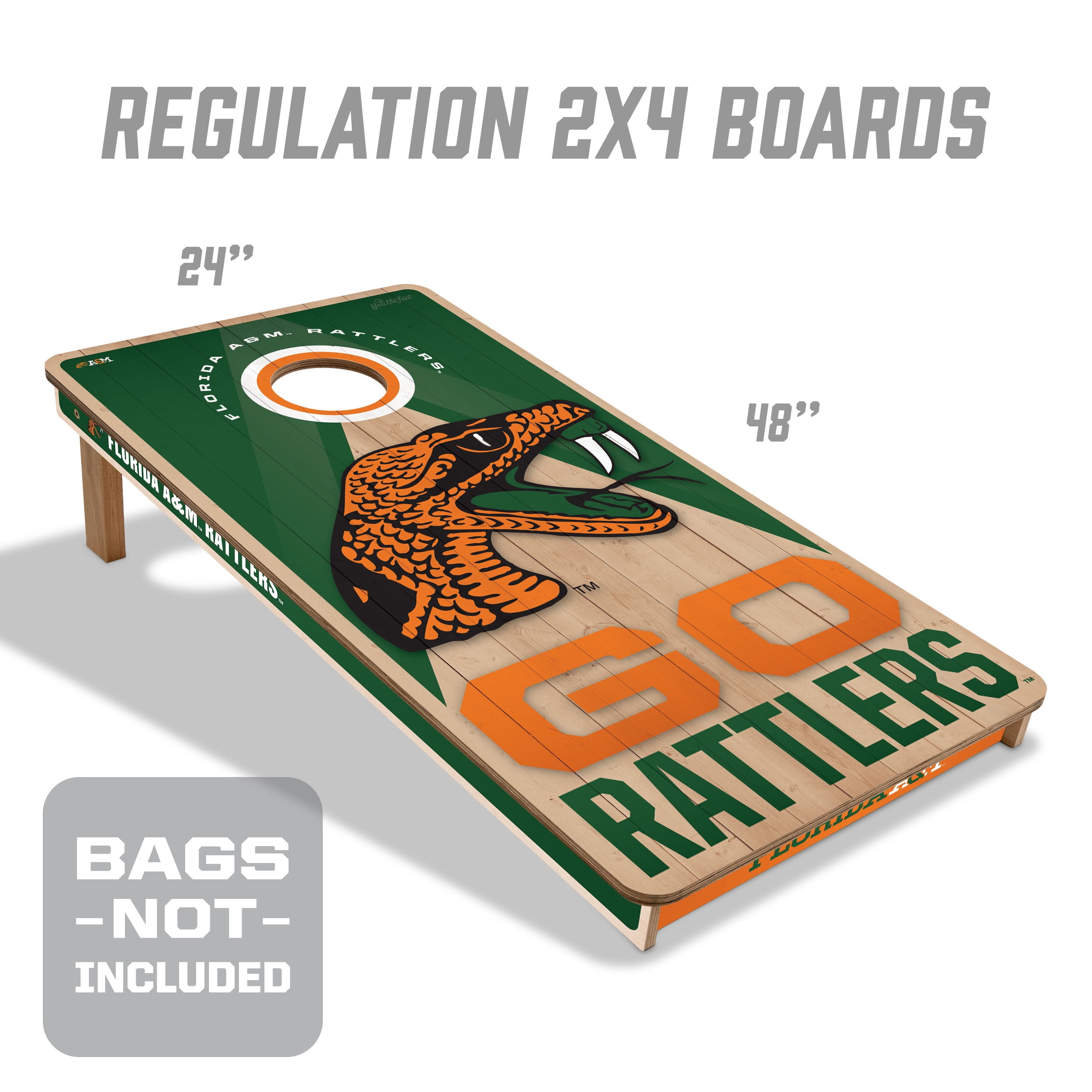 YouTheFan NCAA Florida A&M Rattlers 2x4 Slogan Series Cornhole NO BAGS