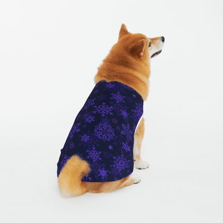 Honeii purple flower Snowflake Pattern 100% Cotton Dog Clothes Dog Costumes Doggie Shirts Puppy Shirt Pet Vest Tank Top Cat Tee-