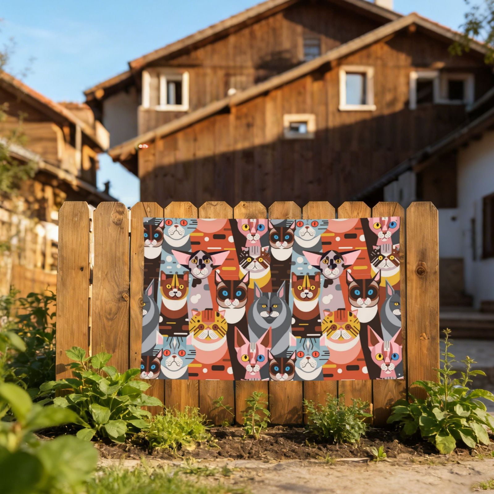 Cats In Funny Poses Four Hole Decorated Banner Flag for Garden Yard Home Decoration Indoor Outdoor 4x6 Ft