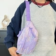 thumbnail image 7 of AZXY Sling Crossbody Bag, Purple Lightweight Fabric Fanny Pack with Adjustable Strap, Casual Embroidered Waist Bag for Travel Daily Use, 7 of 7