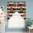 thumbnail image 6 of Swag Valance Curtains for Windows, Pink Flamingo Light Filtering Kitchen Curtains with Rod Pocket, Palm Leaf Black Striped Tropical Plant Window Treatment Valances for Living Room, 28x36 - 2 PCS, 6 of 9