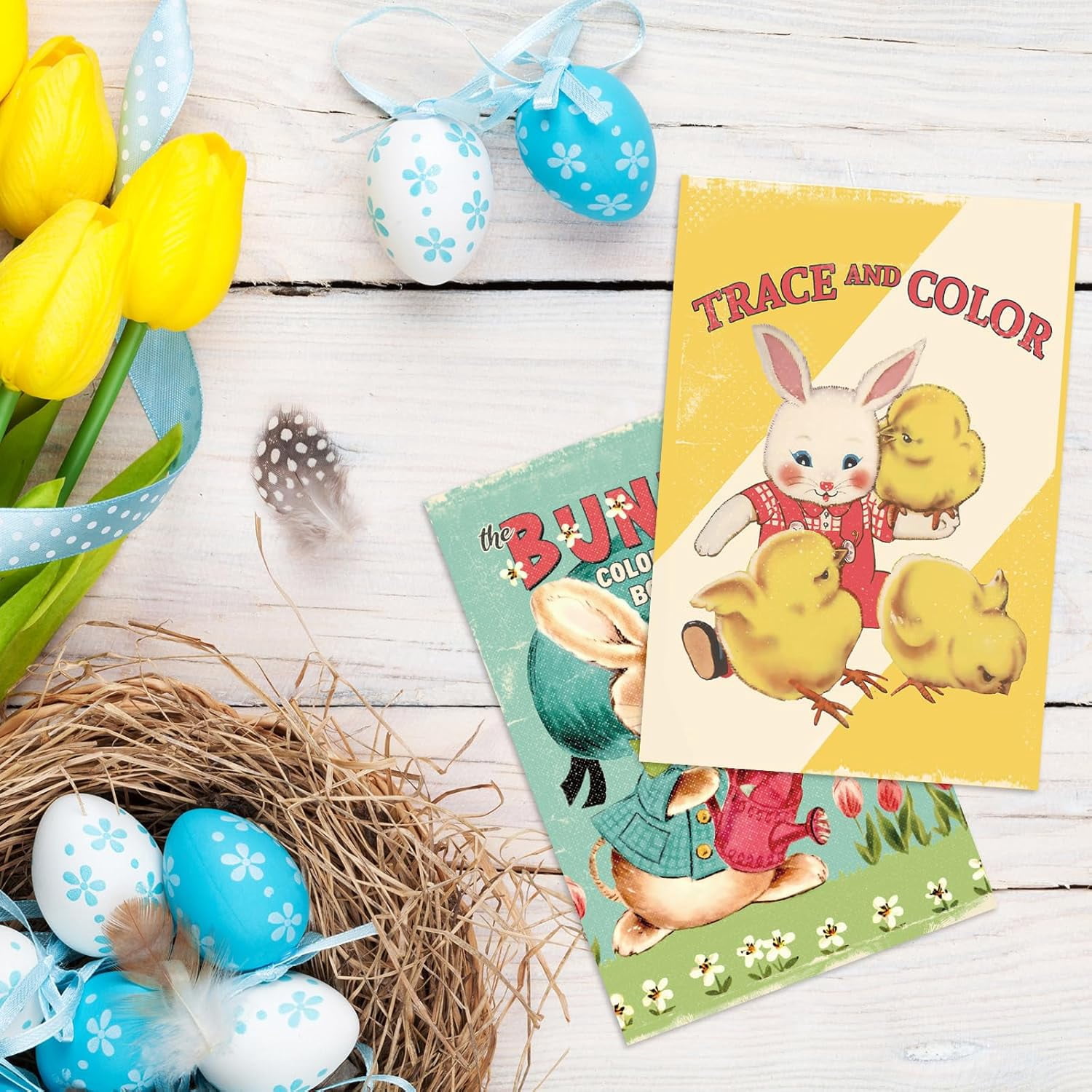 Easter Postcards Vintage Cartoon Rabbit Bunny Post Cards Assortment to Friends & Family Retro Greeting Cards for Birthday