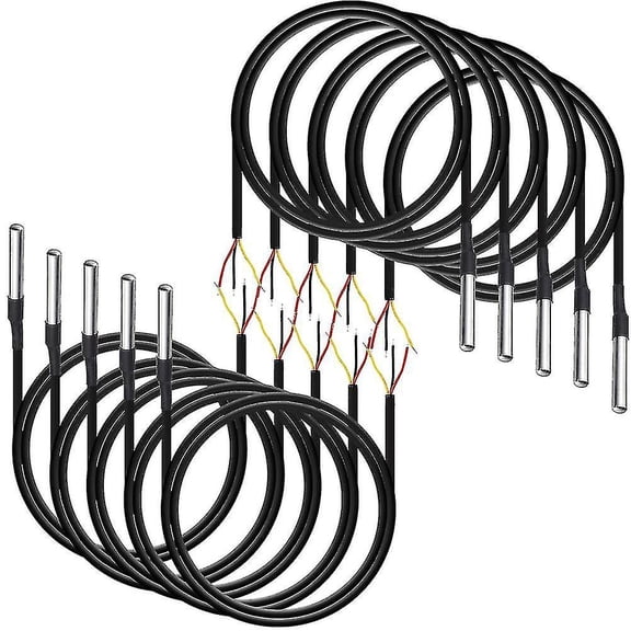 10pcs Waterproof DS18B20 Temperature Sensor, Digital Temperature Hot Cable Temperature (-55- [DB]