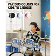 Donner Kids Size Drums Sets 14 5-Piece Complete Drum Kit for Child Beginners, Percussion Musical Toy, Metallic Blue