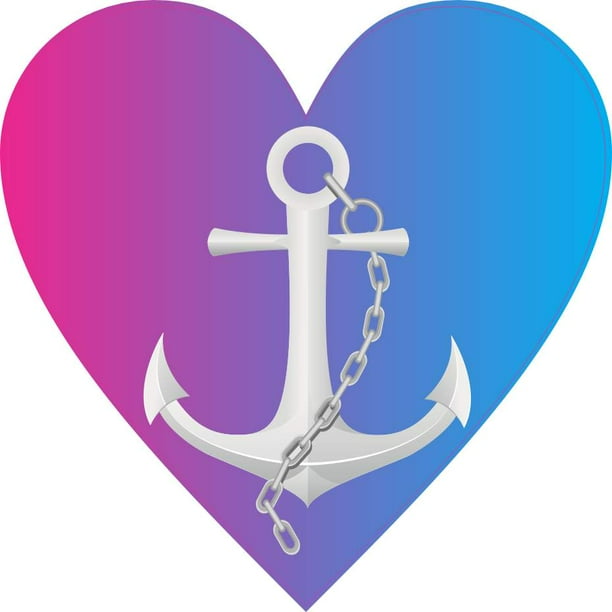 4in X 4in Blue And Pink Anchor Heart Bumper Sticker Vinyl Decal Stickers Walmart Com Walmart Com
