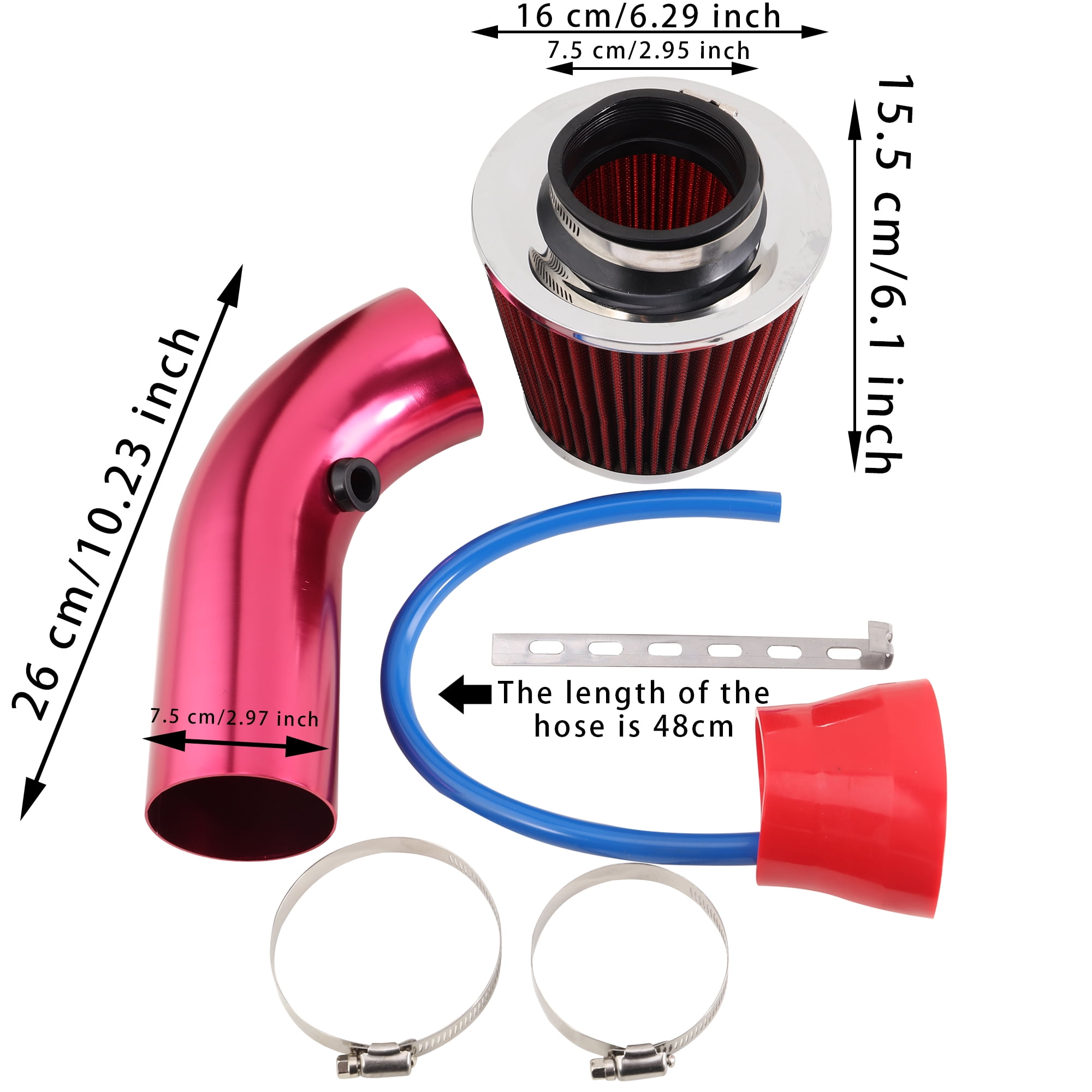 Universal Cold Air Intake Pipe Kit, Automotive Replacement Air Intake System Flow Hose Pipe for Vehicle