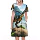 thumbnail image 1 of Easygdp Lake Forest Dinosaur A para Vestido Transpirable de Mujer, Vestido Suelto de Manga Corta con Pliegues y Bolsillos para el Verano, 1 of 6