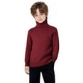 thumbnail image 5 of Swuxness Toddler Long Sleeve High Neck Knit Sweater, Kids Pullover Tops, Kids Solid Color Turtleneck Sweater Loose Comfortable Soft Base Layer Top Daily Wear Wine, 2-3 Years, 5 of 5