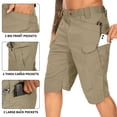 thumbnail image 3 of FEN AI Quick Dry Khaki Cargo Shorts Men Elastic Waist Casual Summer Short Waterproof Outdoor Hiking Fishing Shorts with 6 Pockets, 3 of 12
