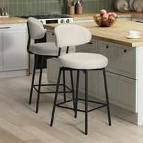 WestinTrends Alexandria Modern Upholstered Sherpa Fabric Counter Height Bar Stools with Back (Set of 2), Cream