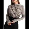 thumbnail image 1 of Camiseta Interior de Larga para Mujer, Otoño e Invierno, Nueva, con Cuello Redondo Cepillado Gris L, 1 of 10