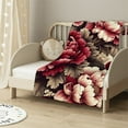 thumbnail image 2 of nygtbtfer Blanket Elegant Burgundy Floral Soft Throw Blanket Red and White Floral Luxurious Warm and Cozy Couch Sofa Throw Blanket Birthday Gift  Flannel Blanket Warm Plush for All Season, 2 of 6