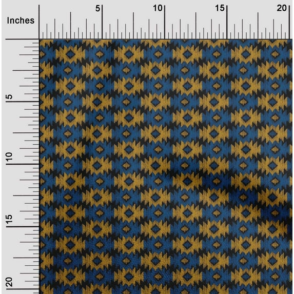 oneOone Georgette Viscose Fabric Geometric Ikat Printed Fabric 1 Yard 42 Inch Wide