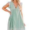 thumbnail image 1 of Summer V-neck Cotton Short Skirt Solid Color Dress California Romper For 2022- F, 1 of 4