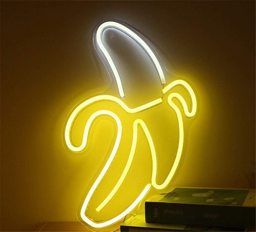 Neon Light Sign Banana Neon Decorative Light 13 to 18 USB Powered LED Sign for Bar Bedroom Living Room Kids Room Party Home Decor