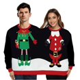 thumbnail image 2 of Suéter navideño de parodia navideña con impresión digital 3D para parejas, suéter doble de dos piezas, ropa suelta divertida para amantes de otoño e invierno, 2 of 5