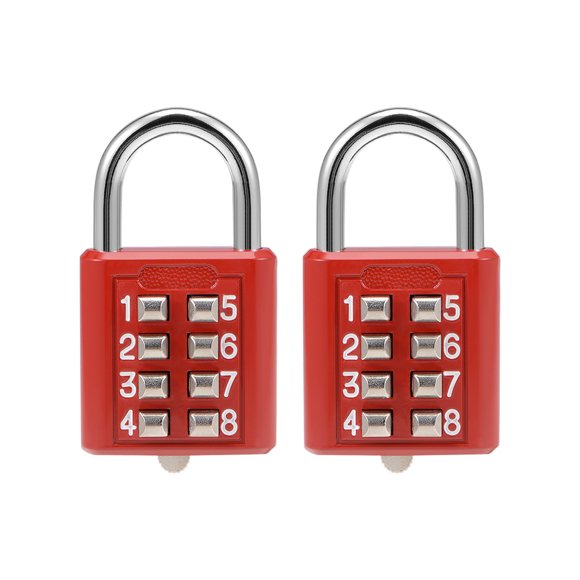 Candados de Botón de Combinación de 8 Dígitos Unique Bargains para Muebles de Taquilla Rojos 2Pcs