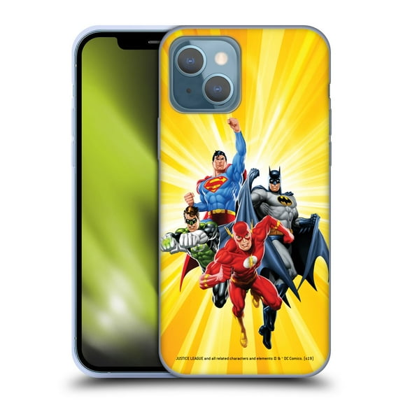 Head Case Designs Officially Licensed Justice League DC Comics Airbrushed Heroes Yellow Soft Gel Case Compatible with Apple iPhone 13