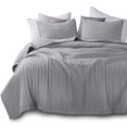 thumbnail image 1 of KASENTEX Quilt Mini Set-Stone Washed-Super Soft Bedspread-Light Weight-White Down Alternative Microfiber Fill-Machine Washable, 2 King Shams, Solid Grey, King + 2 King, 1 of 2