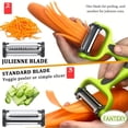 thumbnail image 4 of Pelador multifunción tres en uno, rebanador 3 en 1 para melón, patata, verduras, frutas, duradero para rallador de zanahoria, pepino,Verde claro, 4 of 7