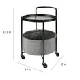 thumbnail image 3 of CERBIOR Rolling Round Metal Side Table,2-Tier Storage Side Table with Wheels,End Coffee Table with Steel Frame and Fabric Storage Basket,Cart Side Table Tray for Living Room,Bedroom, BLACK, 3 of 13