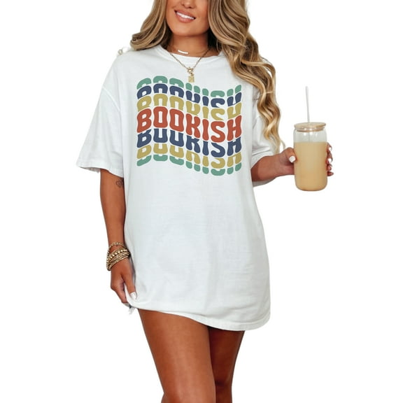 Bookish, Name for a Reading Enthusiast or Book Lover, Groovy Retro Wavy Text, White Comfort Colors T-Shirt, Small