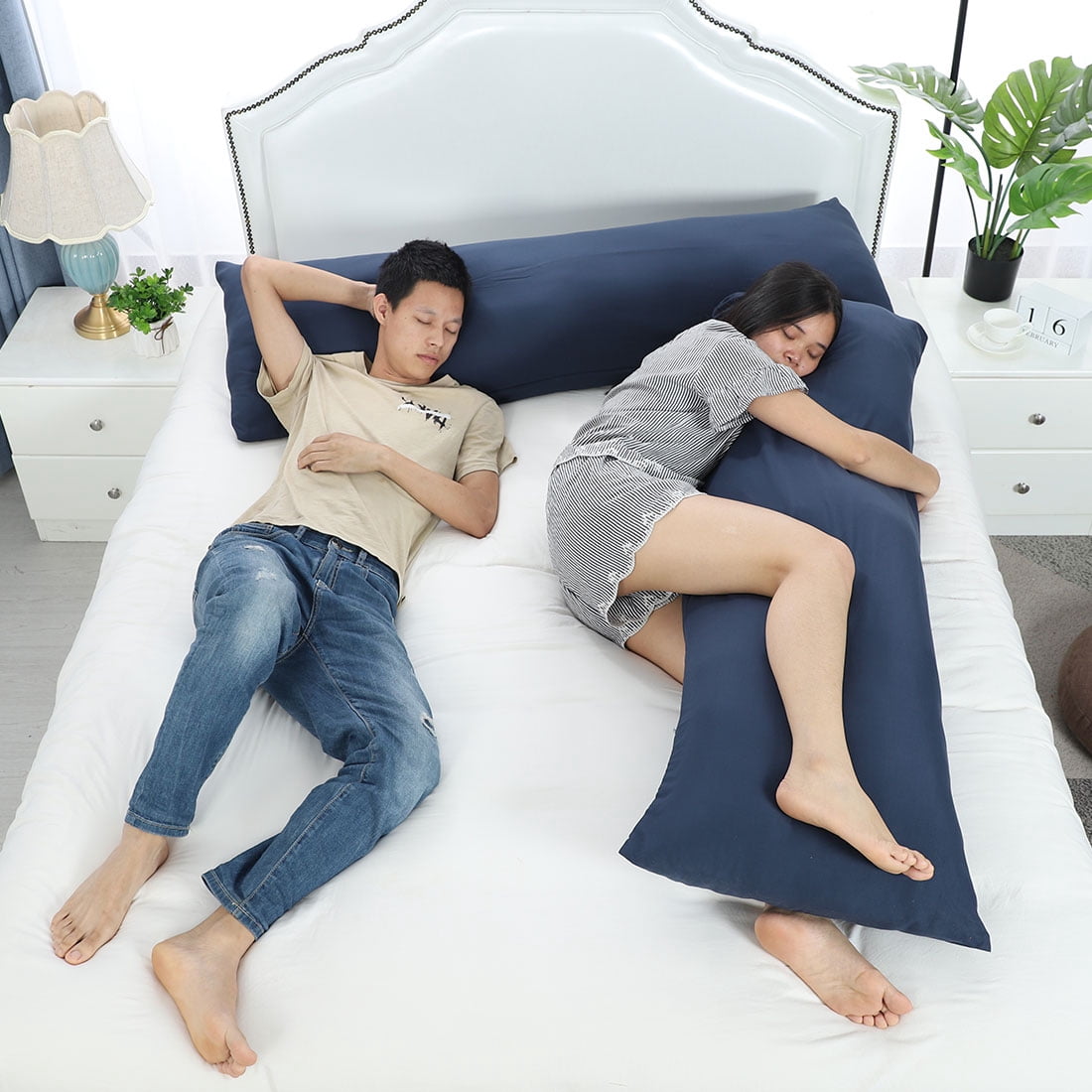 Unique Bargains Microfiber Solid Long Body Pillowcases, 2-Pack Navy 20" x 54"
