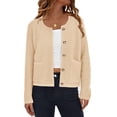 thumbnail image 1 of Suéter PRETTYGARDEN Beige Grande de Punto con Botones y Cardigan, 1 of 8