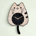 thumbnail image 3 of Relojes de gato con cola y ojos oscilantes, reloj de dibujos animados de madera, reloj de pared oscilante creativo y silencioso con cola de gato meneando, 3 of 5