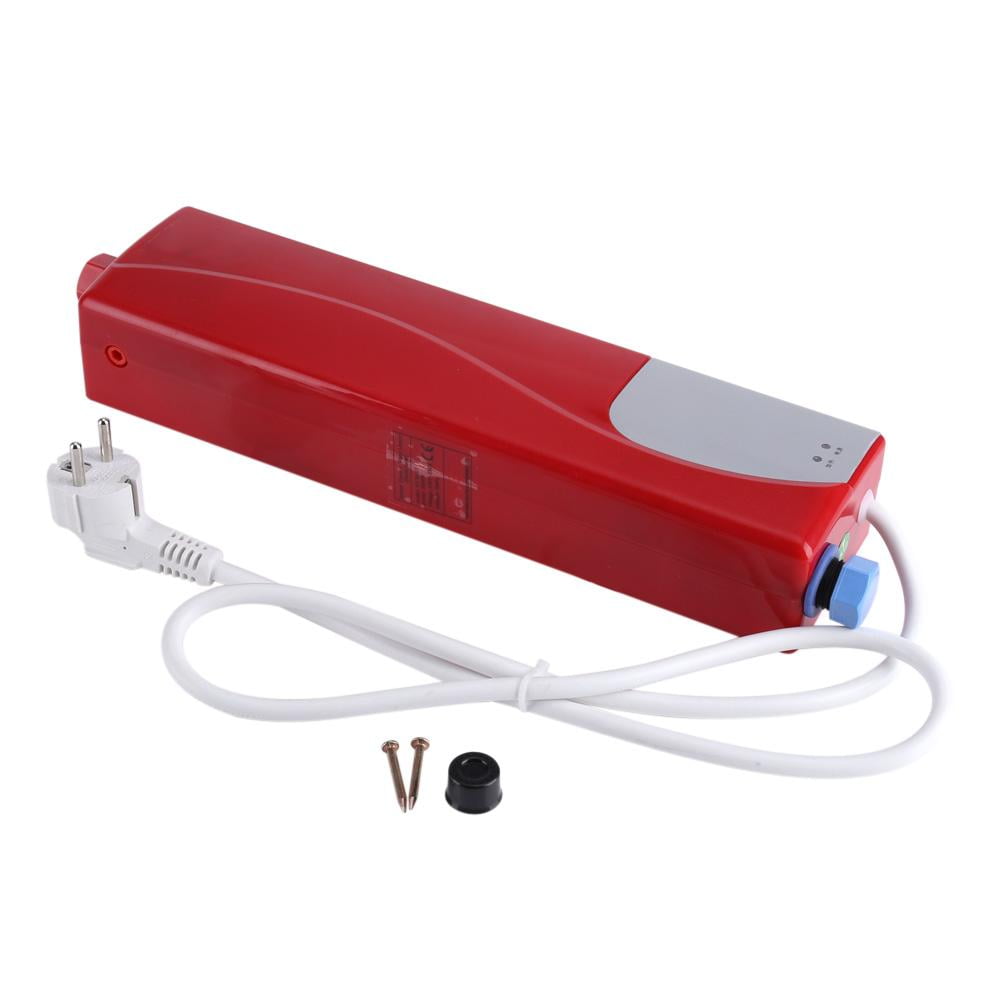 Details about / 3000W Mini Electric Tankless Water Heater 35-45℃ IPX4 Waterproof Outdoor Red