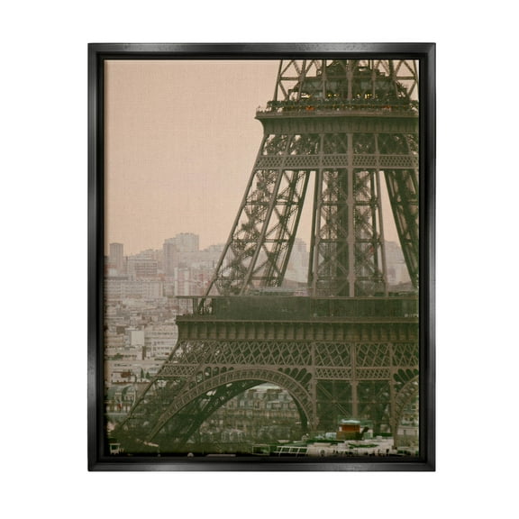 Eiffel Tower Paris Skyline Town & City Photograph Jet Black Framed Art Print Wall Art