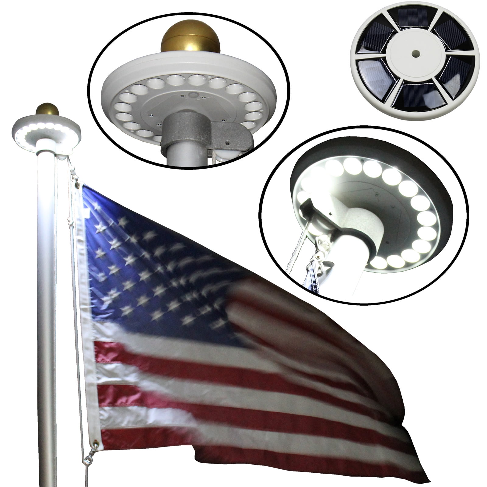 Flagpole Solar Light for Vertical InGround Flagpoles by BlueDot