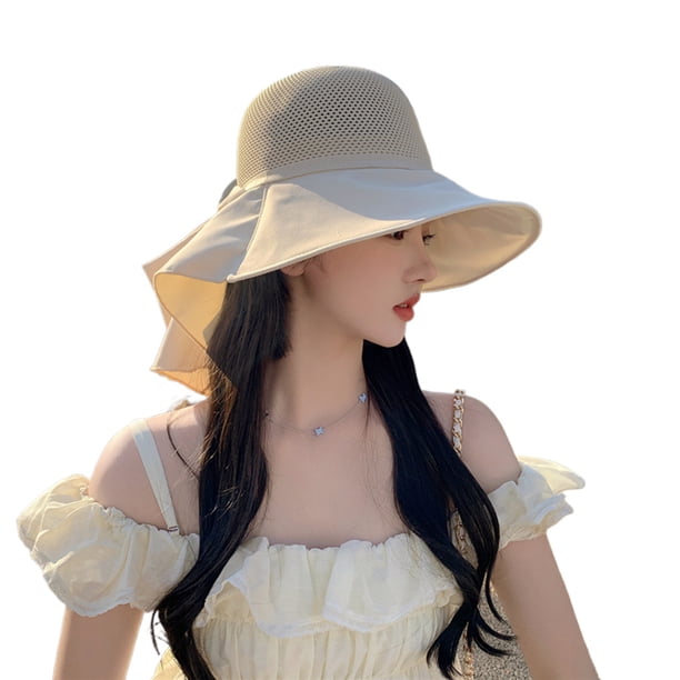 Sombrero de sol Methold duradero de poliéster para mujer protección del cuello beige
