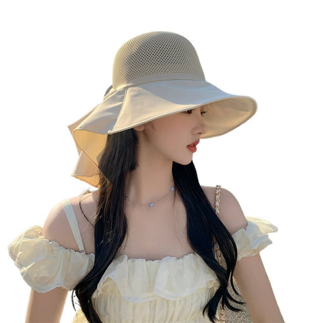 Sombrero de sol Methold duradero de poliéster para mujer protección del cuello beige