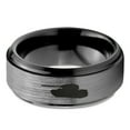 thumbnail image 2 of Tungsten Battlefield Military Tank Band Ring 8mm Men Women Comfort Fit Black Step Bevel Edge Brushed Gray Polished, 2 of 4