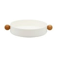 thumbnail image 2 of round Wooden Tray, Solid Wood Handle, Plastic Material, for Living Room Entrance, Kitchen Fruit and Vegetable Storage, Desktop Organizer, White, by FAJHHA, 2 of 6