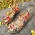 thumbnail image 7 of Quaouag Women's Beading Round Toe Embroidered Shoes Lace Up Colorful Casual Flats Shoes, 7 of 7