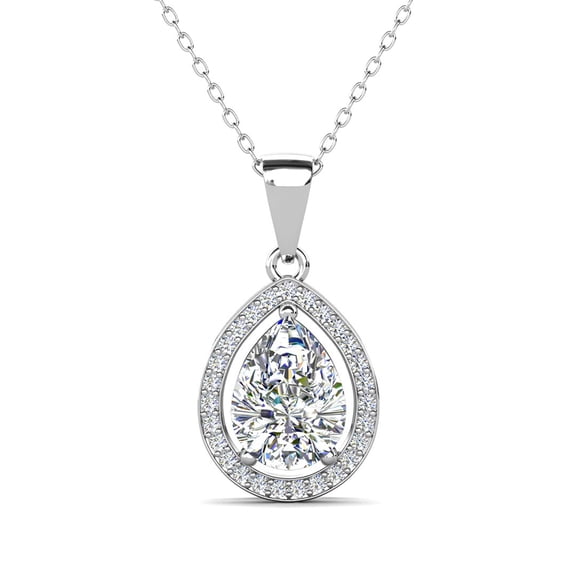 Cate & Chloe Isabel 18k White Gold Plated Pendant Necklace with Simulated Diamonds Gift for Women