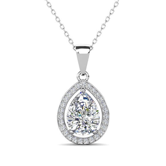 Cate & Chloe Isabel 18k White Gold Plated Pendant Necklace with Simulated Diamonds Gift for Women