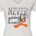 thumbnail image 4 of Inktastic Never Giving Up Limb Loss Awareness Orange Ribbon Women's V-Neck T-Shirt, 4 of 5