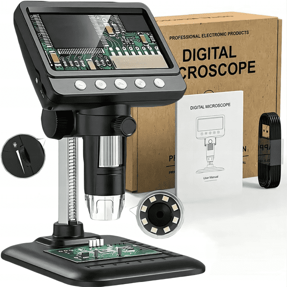 4.3" Coin Microscope 1000X, 1080p LCD Digital Microscope for Adults, Coin Magnifier, Windows MacOS Compatible, 32GB